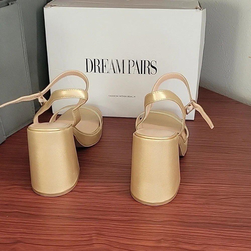DREAM PAIRS Heels for Women Block Chunky Platform High Heels Open Toe He…